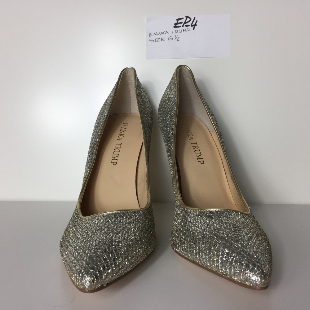 Ivanka trump carra glitter heels silver gold pumps shoes dress size 6.5 New